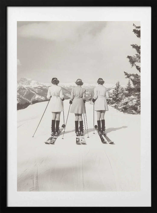 Vintage Glamour Skiers - Art Print by Pictufy Studio