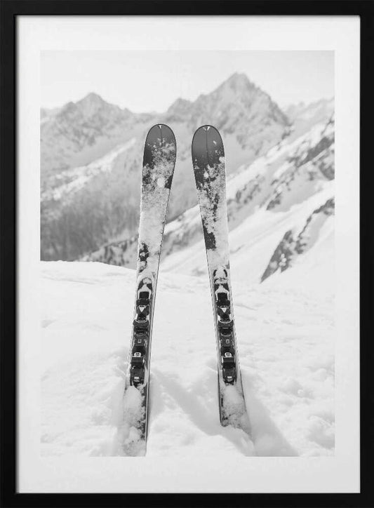 Ski Snow Alps Black and White - Art Print by Pictufy