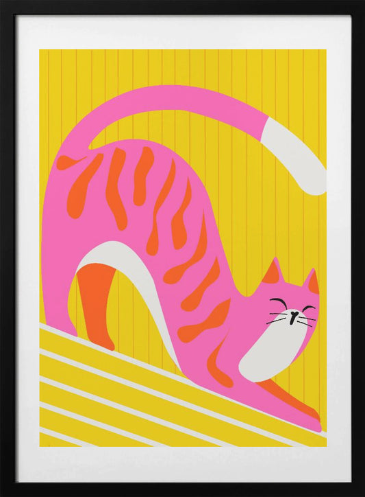 Snoozing Whiskers, Bright Adorable Cat - Art Print by Kintsugi99