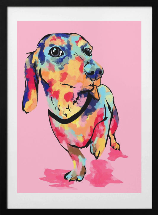 Rainbow Pup, Cute and Colorful Dog - Art Print by Kintsugi99