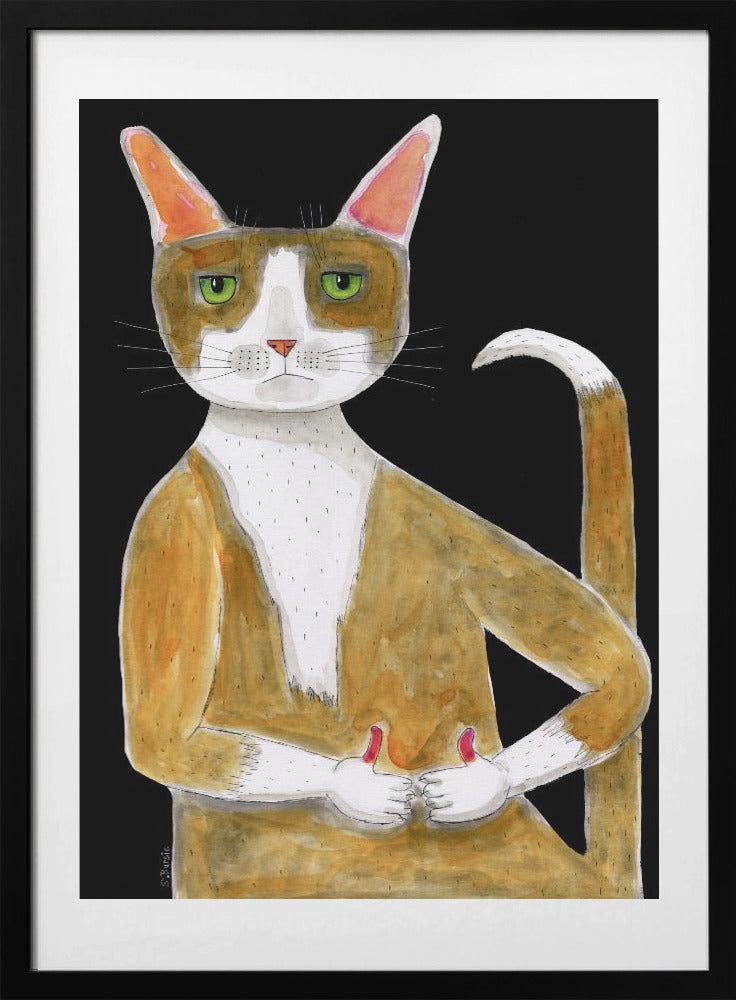 All Ok cat, thumbs up. - Art Print by Sharyn Bursic