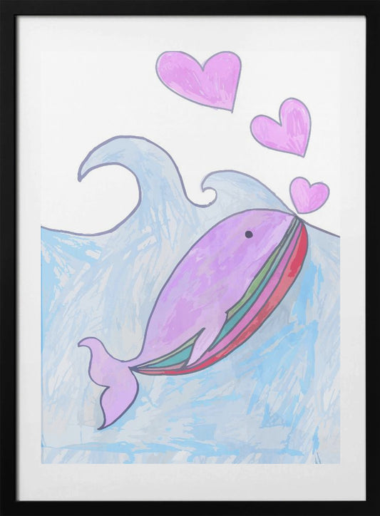 Kids whale heart love - Art Print by Sarah Manovski
