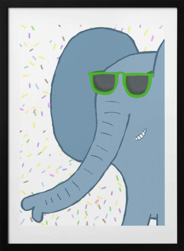 Funny Elephant with Green Glasses by Artist Carla Daly - Art Print by Carla Daly