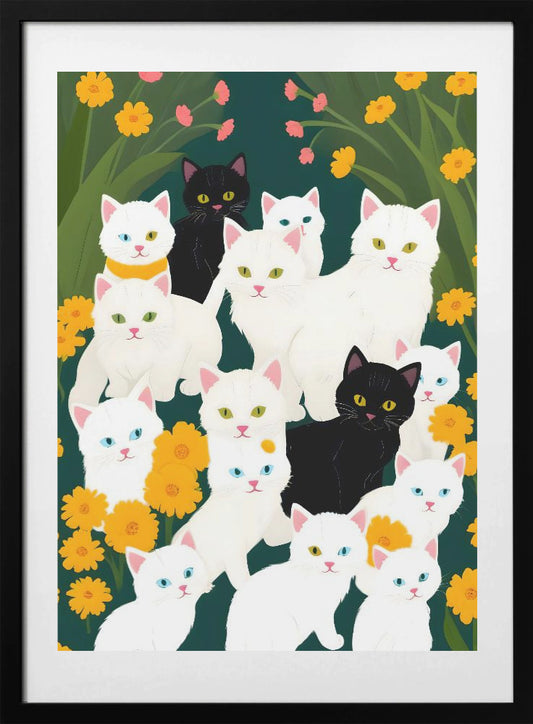Cats Meet Up Group - Art Print by Uma Gokhale