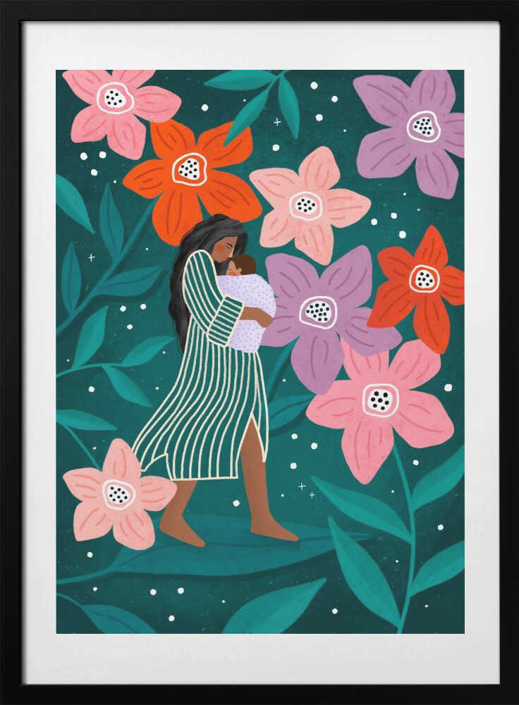Maternal Garden Stroll - Art Print by Bea Müller