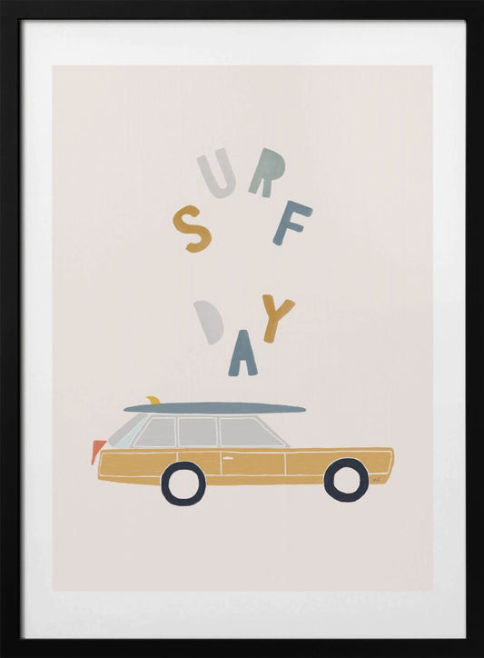 Surfing Retro Car - Art Print by Menina Lisboa