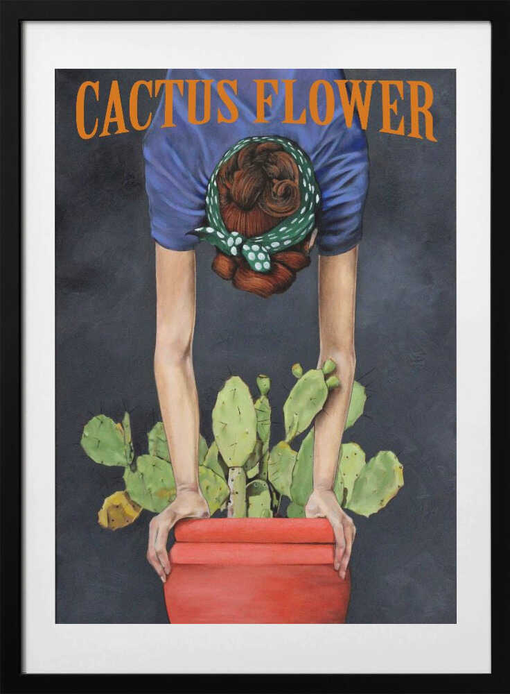 Woman Tending Cactus Flower - Art Print by Duane A. Brown