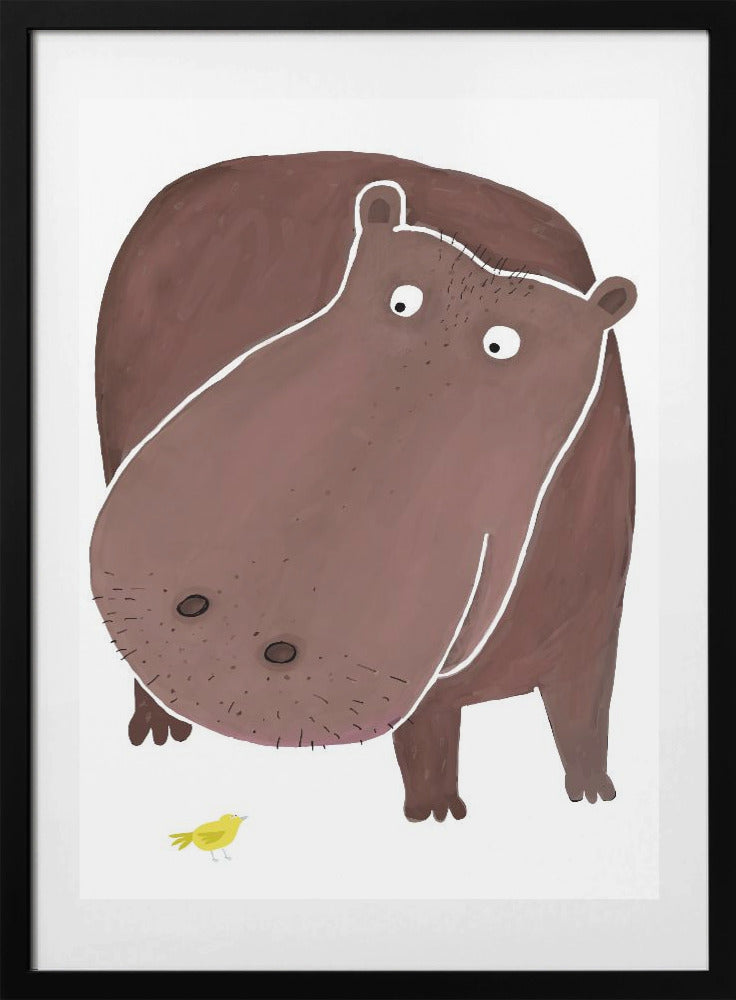 Cute Hippo With Small Bird - Art Print by Carla Daly