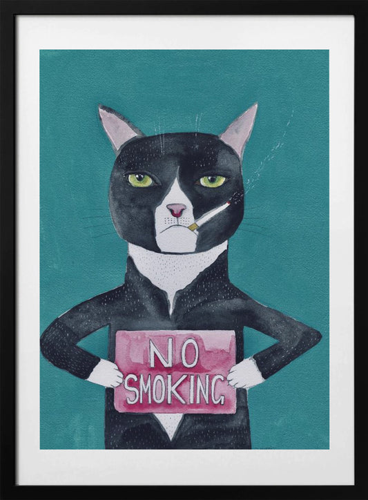 Smoking cat - Art Print by Sharyn Bursic