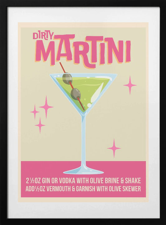 Dirty Martini Cocktail 01.png - Art Print by WallChart Art Studio