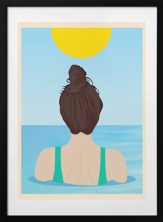 Into Water (Brunette) - Art Print by WallChart Art Studio
