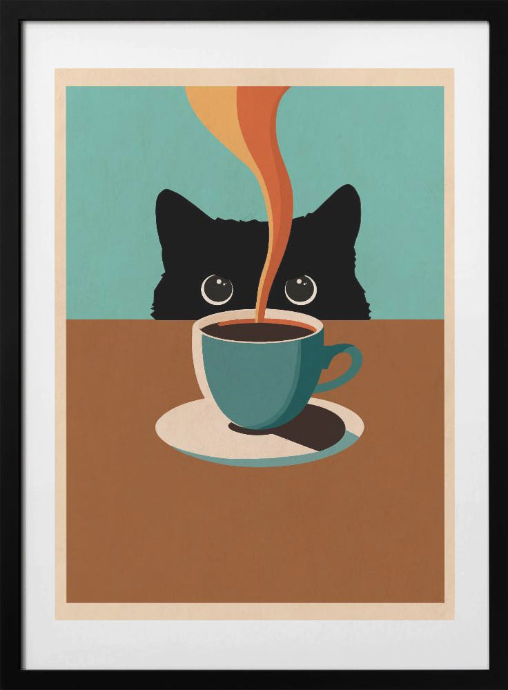 Cat &amp; Coffee - Art Print by WallChart Art Studio