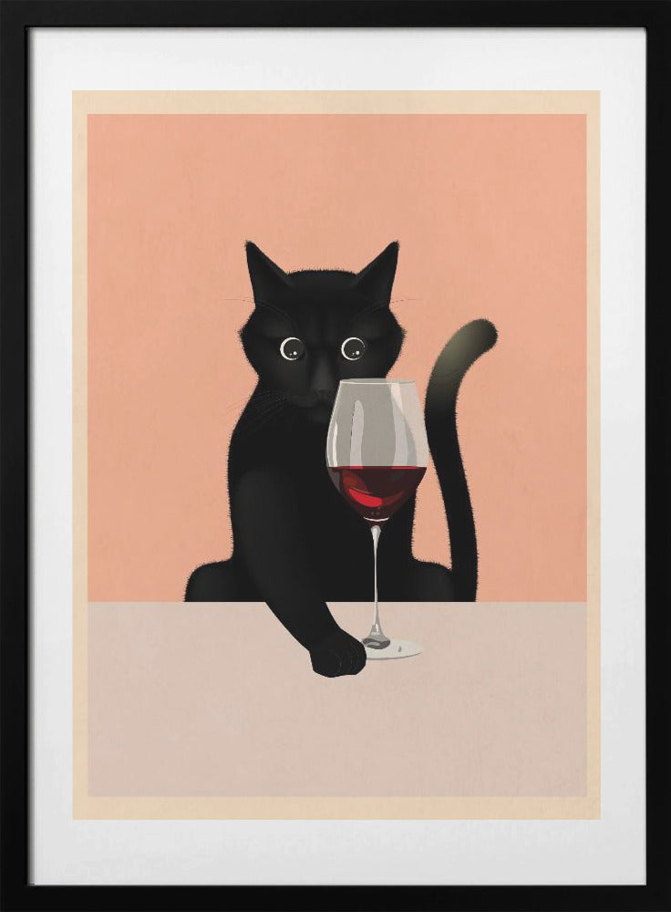 Cat & Wine - Art Print by WallChart Art Studio