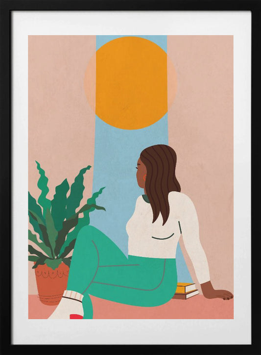 Girl Looking out of Window - Art Print by WallChart Art Studio