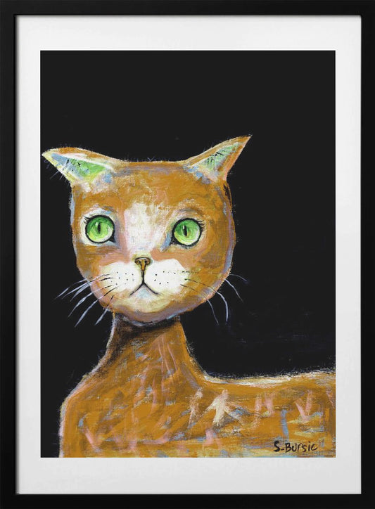 The Brown Big Eyed Cat - Art Print by Sharyn Bursic