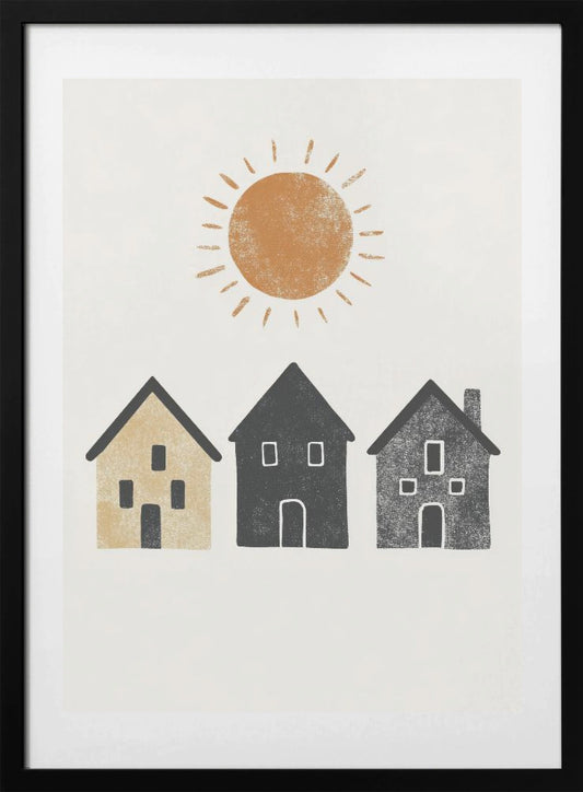 Sunny Village Scene - Art Print by Treechild