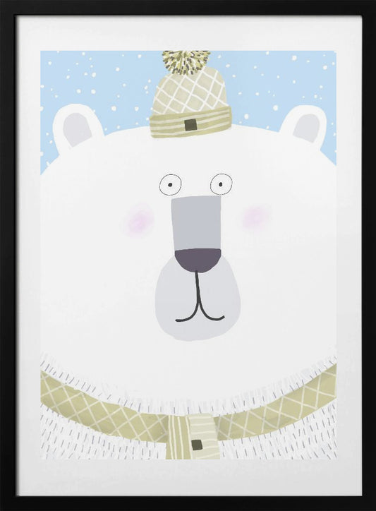 Polar Bear with Winter Hat and Scarf by Carla Daly - Art Print by Carla Daly