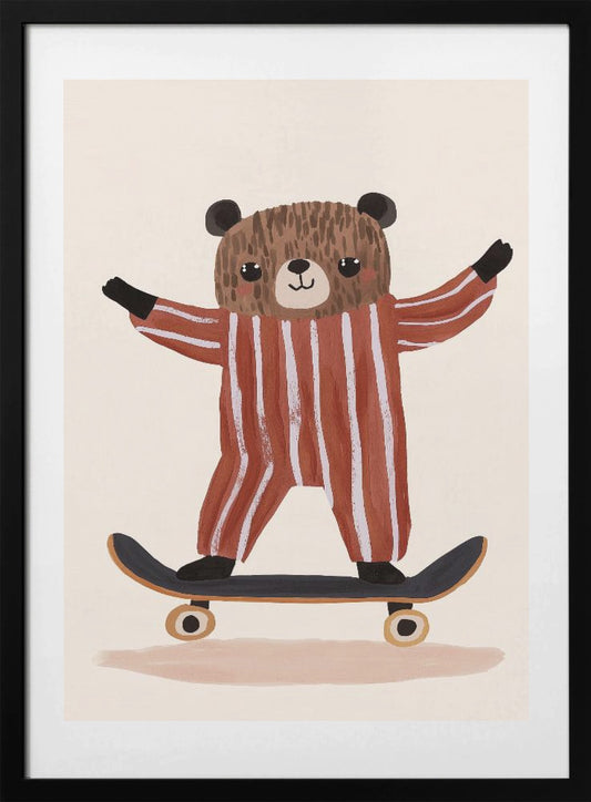 Skater Bear Joy - Art Print by Treechild