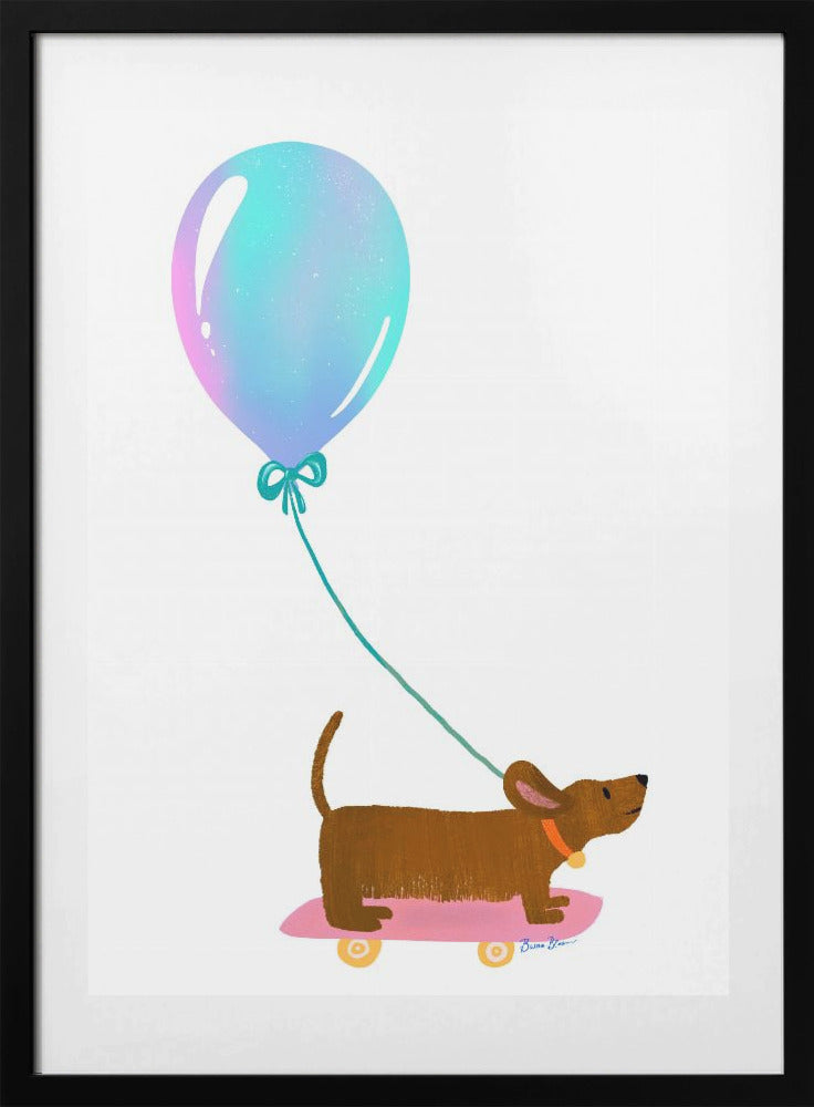 Never Stop Playing - Dachshund with Baloon - Art Print by Baroo Bloom