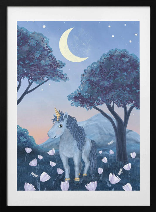 Moonlight Unicorn - Art Print by EMELIEmaria