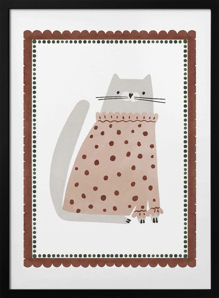 Polka Dot Feline - Art Print by Treechild