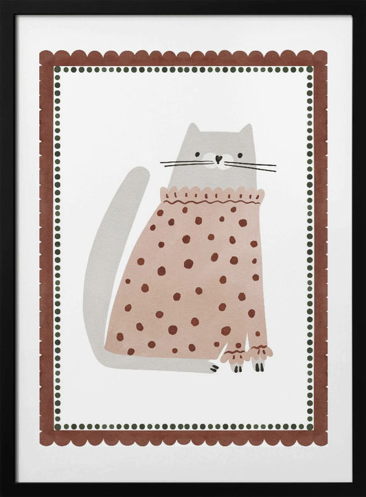 Polka Dot Feline - Art Print by Treechild