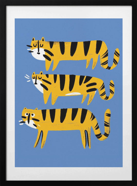 Tiger Trio Parade - Art Print by Treechild