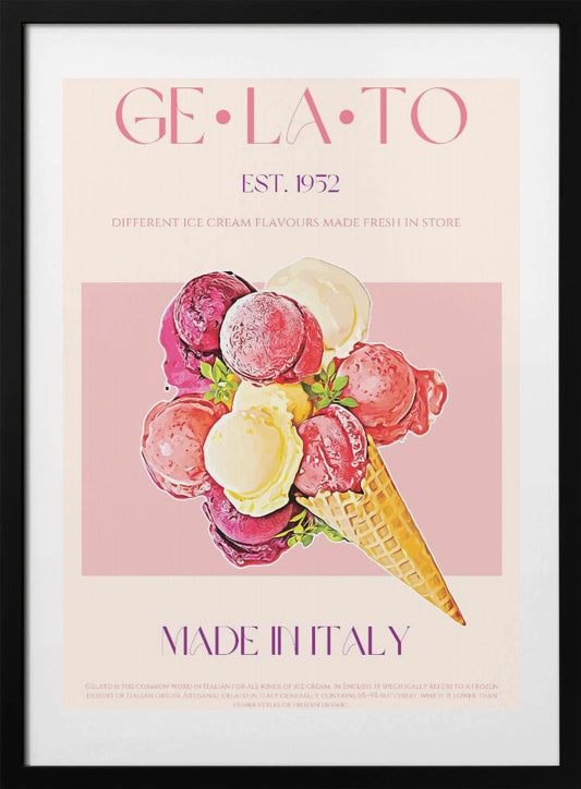 Vintage Style Gelato Poster - Art Print by Nazma Khokhar