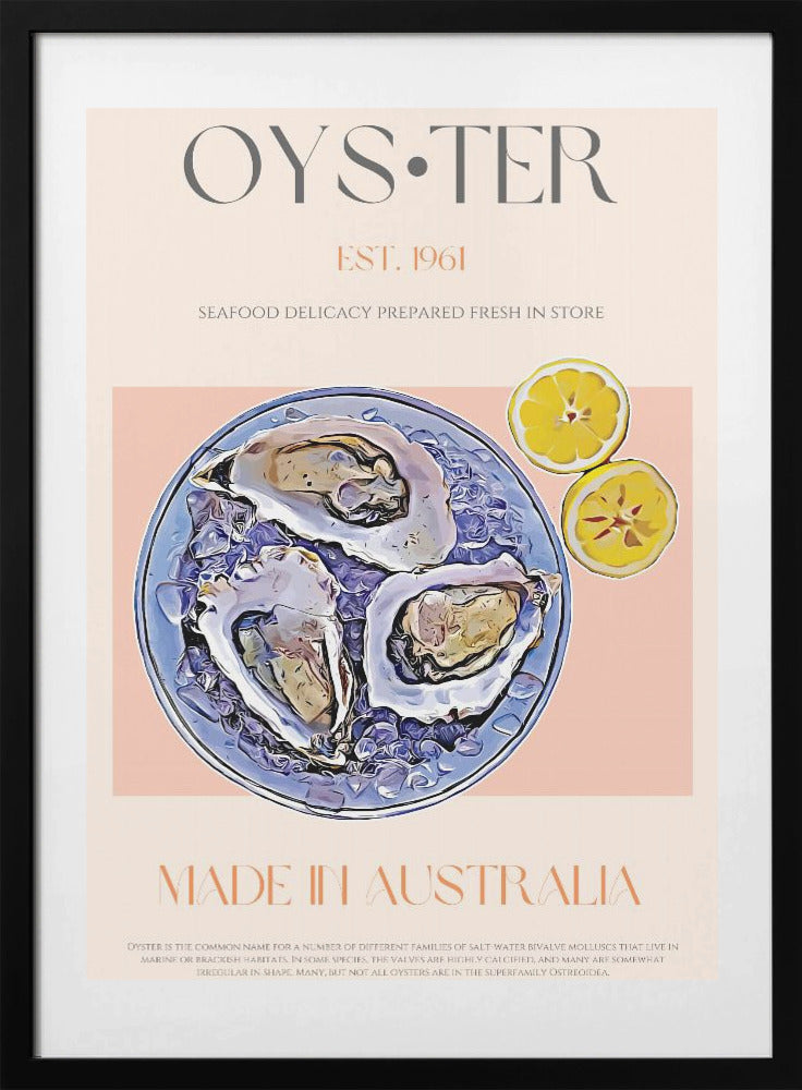 Fresh Oysters with Lemon Slices - Art Print by Nazma Khokhar