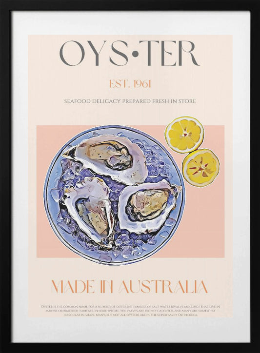 Fresh Oysters with Lemon Slices - Art Print by Nazma Khokhar