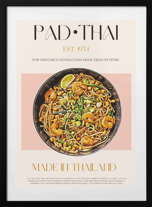 Elegant Illustration of Pad Thai - Art Print by Nazma Khokhar
