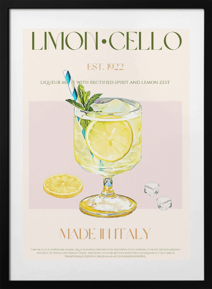 Illustration Of A Limoncello Drink - Art Print by Nazma Khokhar