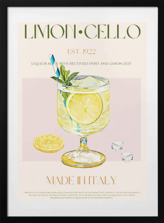 Illustration Of A Limoncello Drink - Art Print by Nazma Khokhar