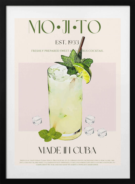 Mojito Print Cocktail - Art Print by Nazma Khokhar