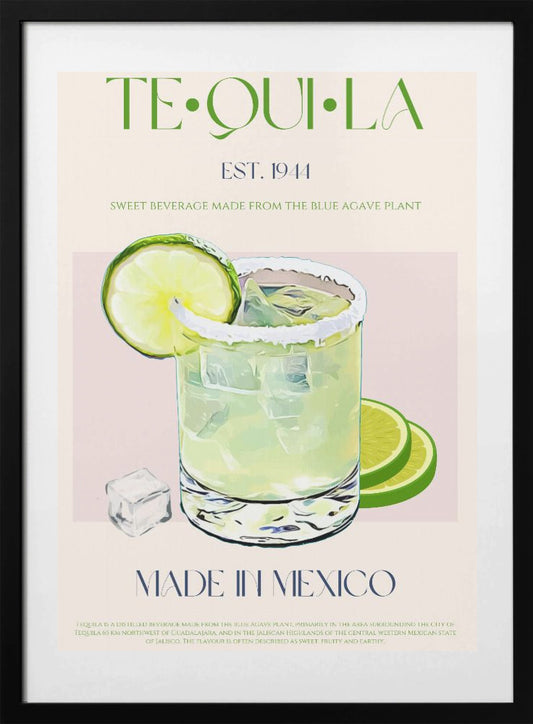 Tequila Drink With Lime And Ice - Art Print by Nazma Khokhar
