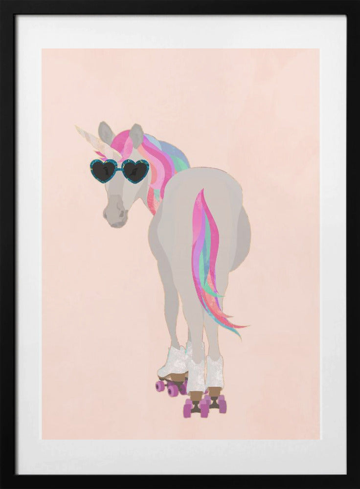 Unicorn Rollerskating peach - Art Print by Sarah Manovski