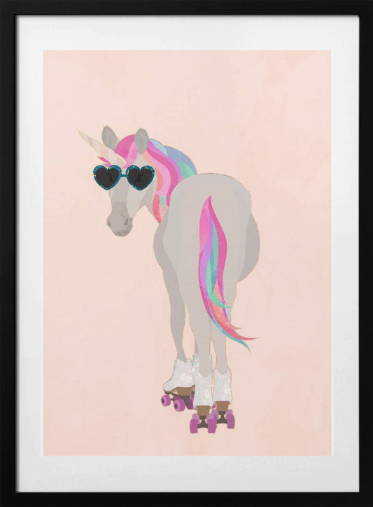 Unicorn Rollerskating peach - Art Print by Sarah Manovski