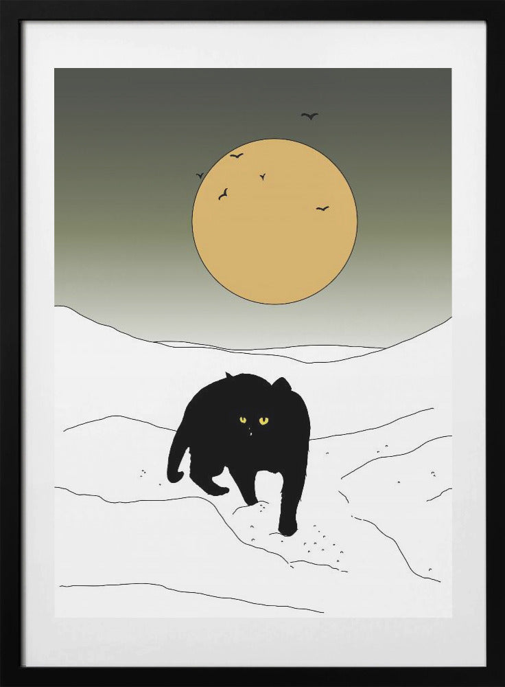 Cat In The Snow - Art Print by Nicholas