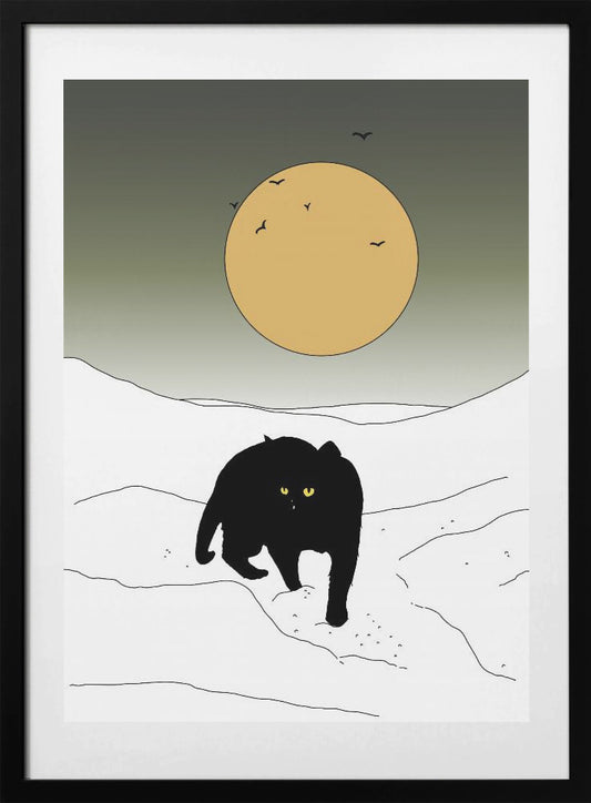 Cat In The Snow - Art Print by Nicholas
