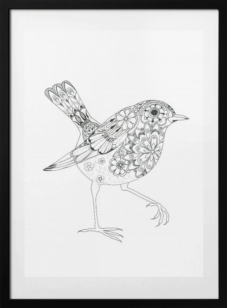 Flowered Bird Robin - Art Print by Isabelle Brent