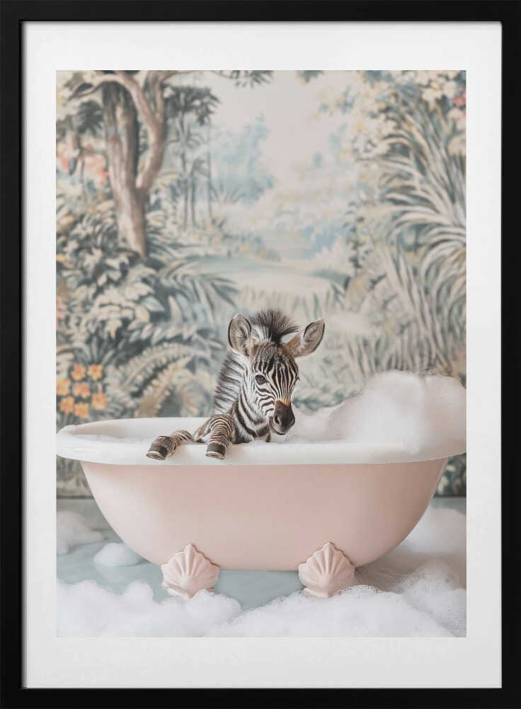 Zebra’s Bath Time - Art Print by Niky Rahner