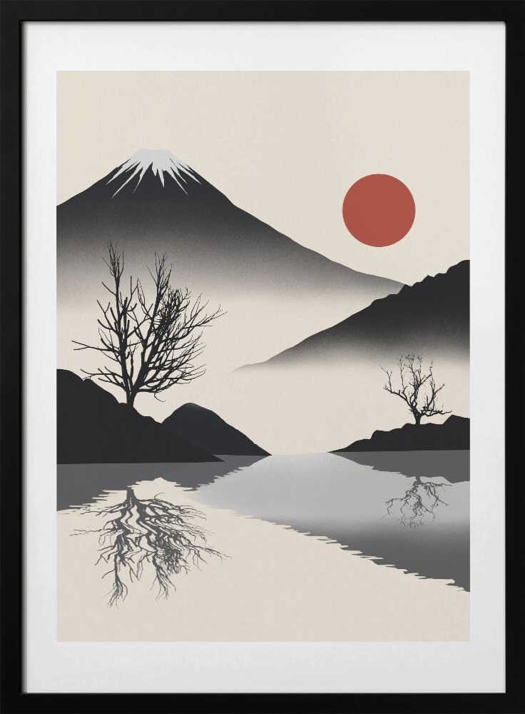 Zen landscape in black - Art Print by Little Dean