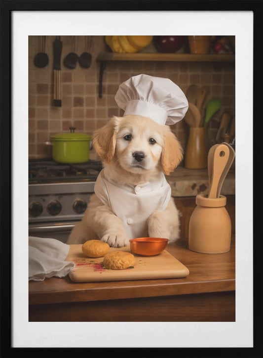 Golden Retriever Puppy Chef - Art Print by Andreas Magnusson