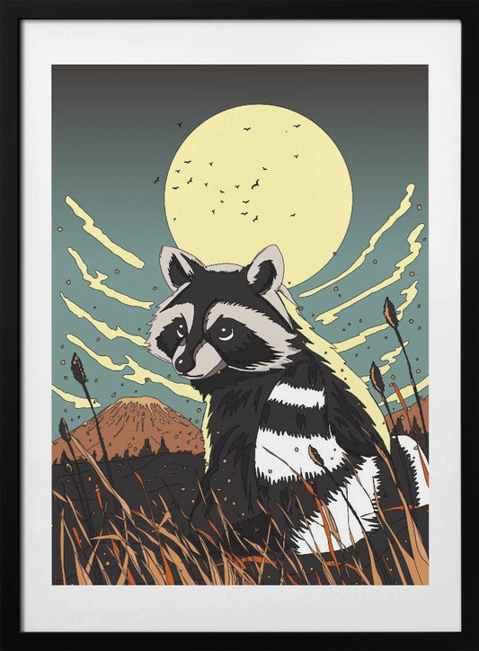 Raccoon Moonrise - Art Print by Nicholas