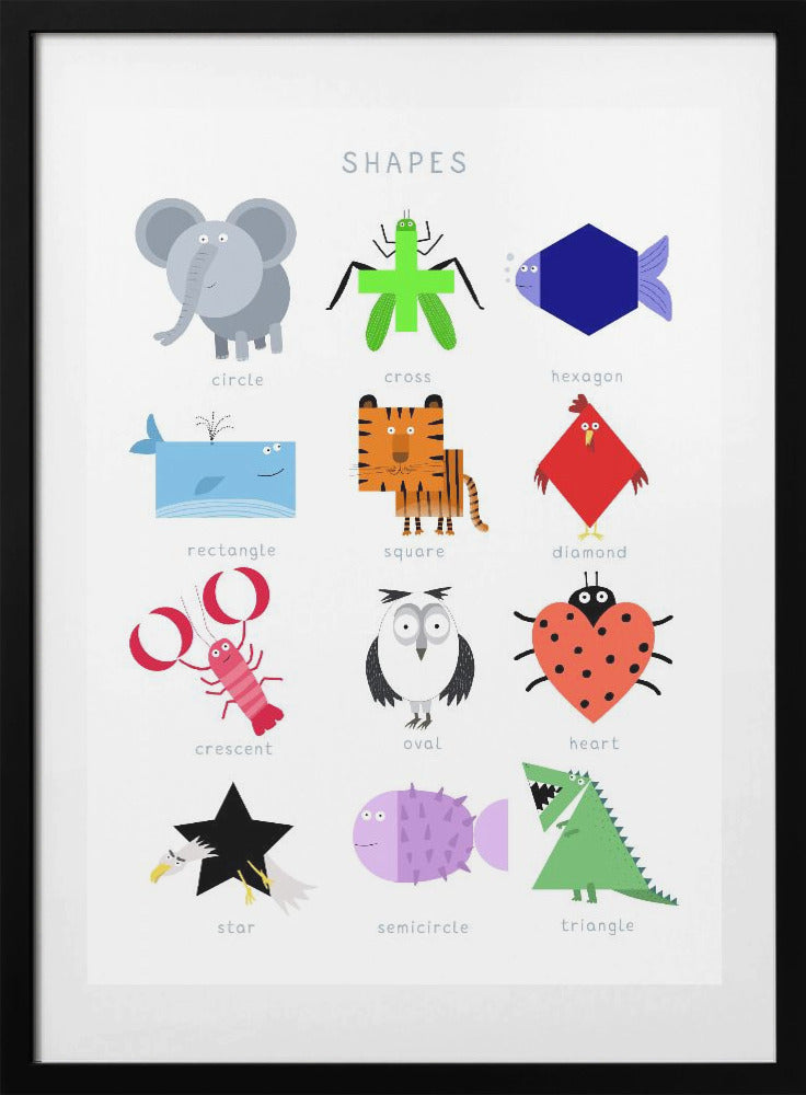 Illustrated Shapes with Fun Characters by Carla Daly - Art Print by Carla Daly