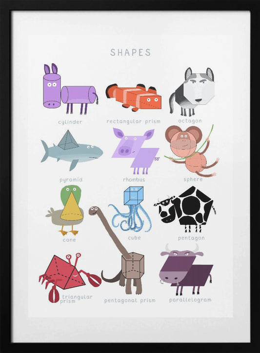 Cute Character Shapes for Kids By Carla Daly - Art Print by Carla Daly