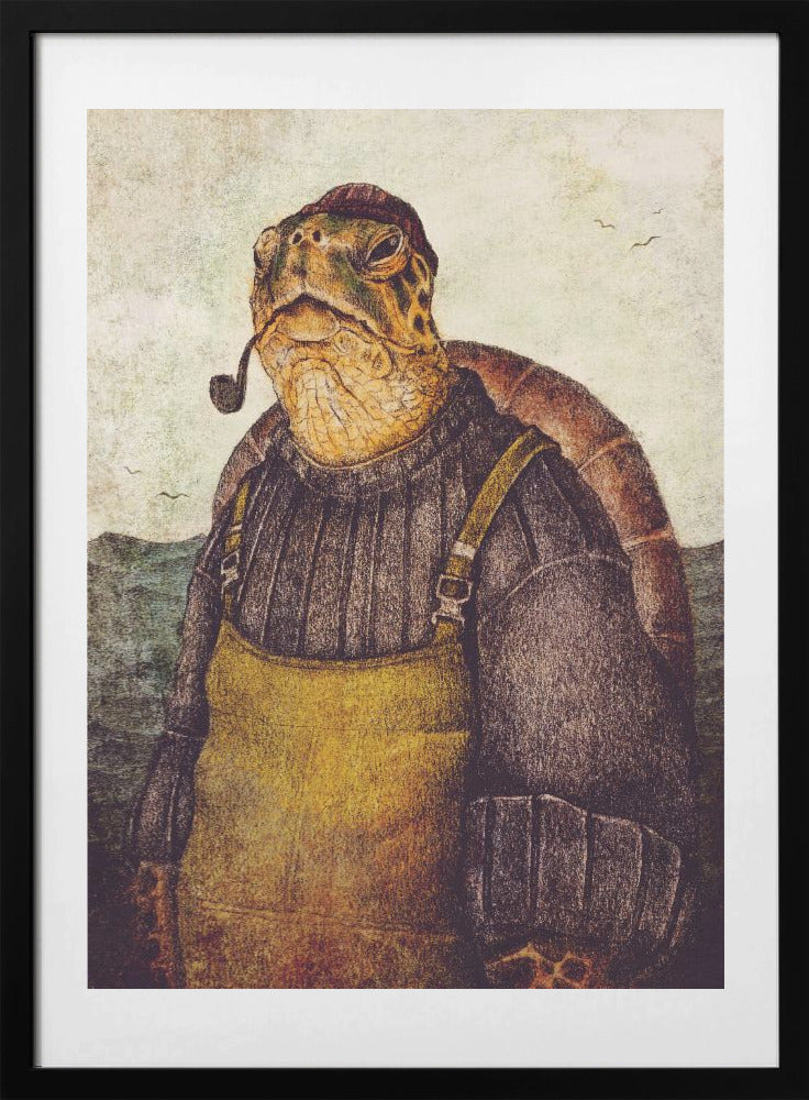 Vintage Stylish Turtle - Art Print by Mike Koubou