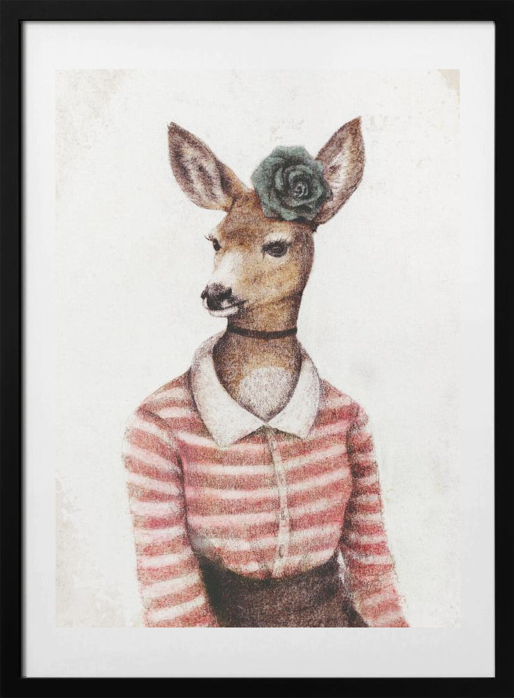 A Deer With A Human Body Shape - Art Print by Mike Koubou