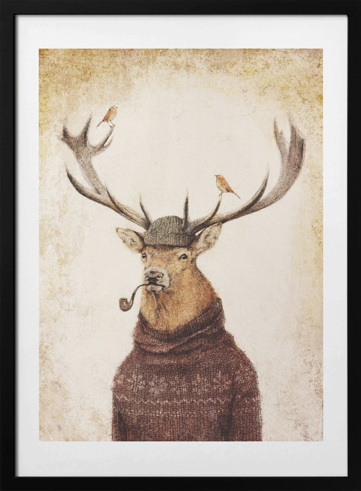 Winter Stag - Art Print by Mike Koubou