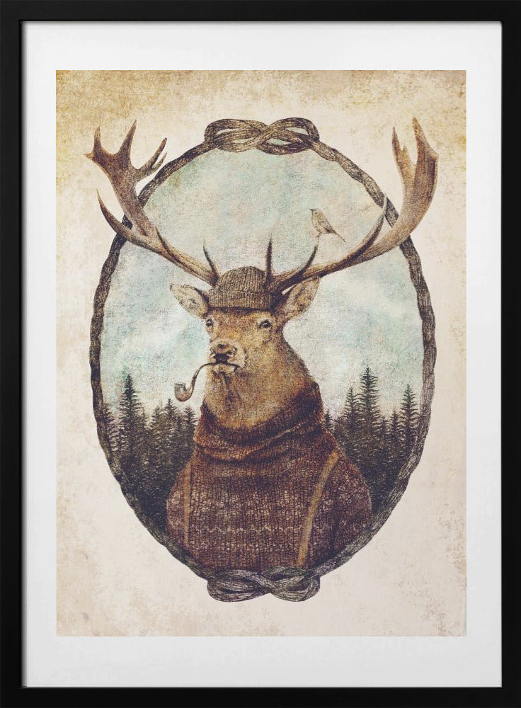 Deer Dressed In Cozy Attire - Art Print by Mike Koubou